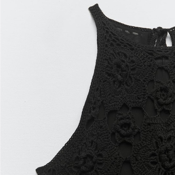 NWT ZARA BLACK CROCHET KNIT DRESS SPECIAL EDITION XS-S - Picture 4 of 6